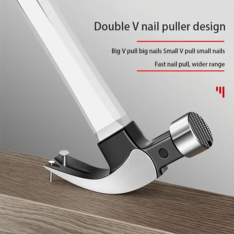 2-in-1 High Carbon Steel Claw Hammer with Nail Puller - Double Groove Design, Round Head Safety - Ideal for Home, Industrial, and Emergency Use, Portable for Carpentry and Camping