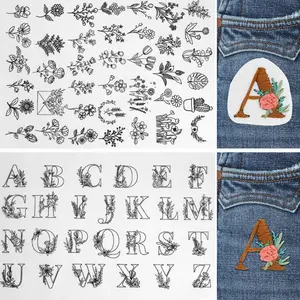 Water-Soluble Embroidery Template Set, Letter and Floral Patterns, Ideal for Beginners, Hand Sewing Craft Supplies, Embroidery Techniques