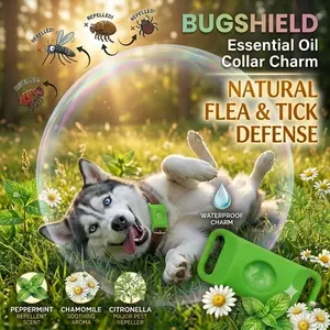 ✨ Bonus Capsule Included! BugShield Essential Oil Collar Charm🌿🌿 Natural Outdoor Protection for Dogs & Cats 🦟 Helps repel mosquitoes, fleas & ticks naturally （Green)