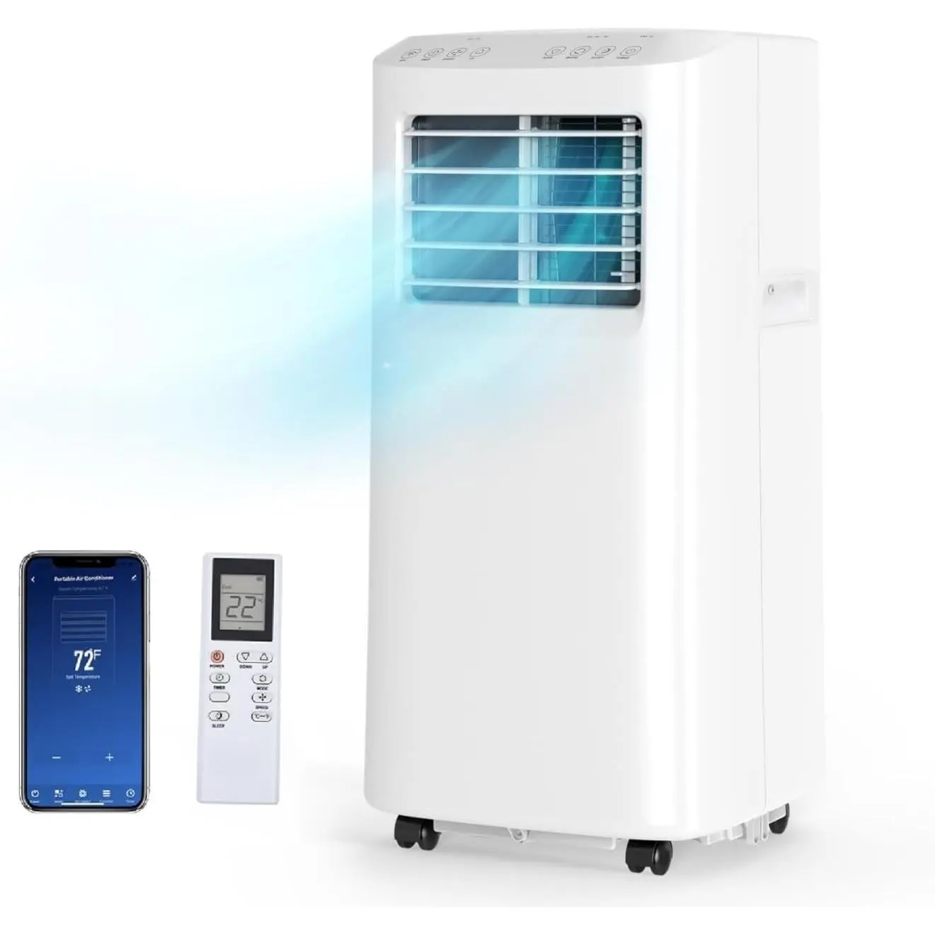 Winado WiFi Enabled Smart 8000/9000/10000 BTU Portable Air Conditioner with Remote & APP Control, 3-in-1 Cooler, Dehumidifier & Fan, Powerful Room Mobile AC Unit with Rolling Wheels & Easy Installation Kit