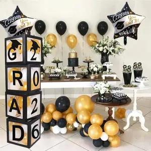 2026 Graduation Party Decoration Set with 4 Boxes, Congratulations Sign, Proud of You Sign, Perfect for Graduation Celebrations, Balloon, Graduation Gift, Graduation Party Supplies