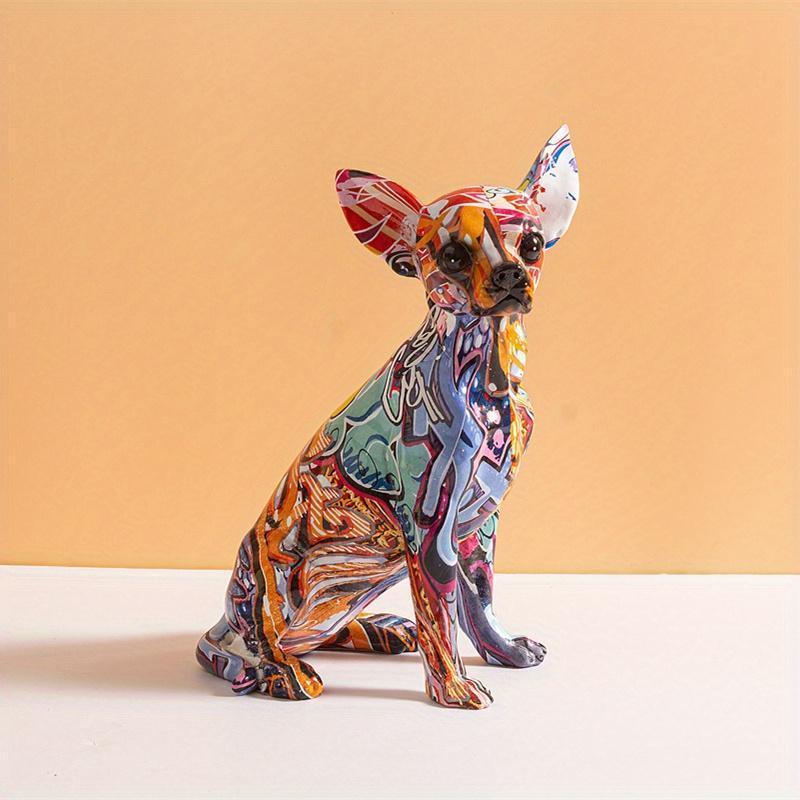Creative Color Chihuahua Dog Statue Simple Living Room Ornaments Home Office Resin Sculpture Crafts Store Decors Decorations