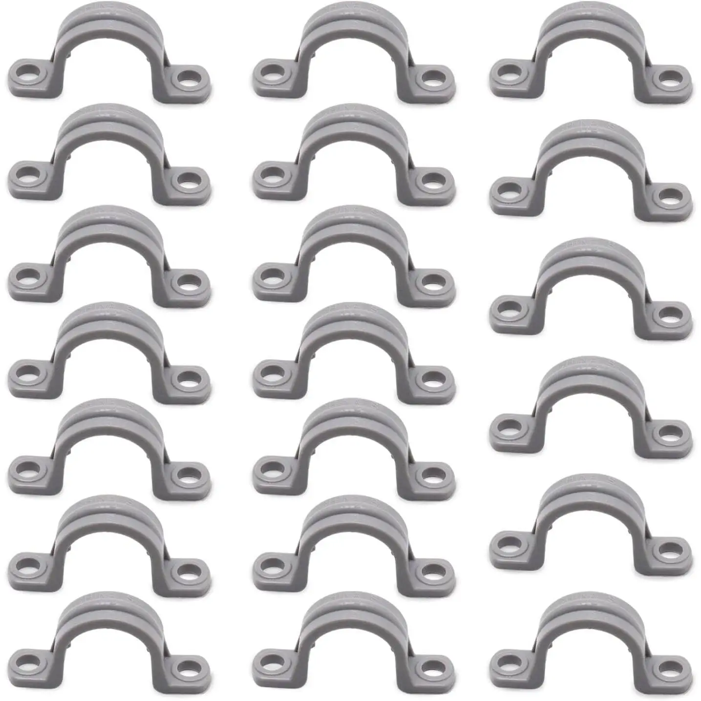 1/2 Inch PVC Pipe Strap, 2-Holes Conduit Pipe Clamps Plastic Pipe Supports (Grey, 20 Pcs)