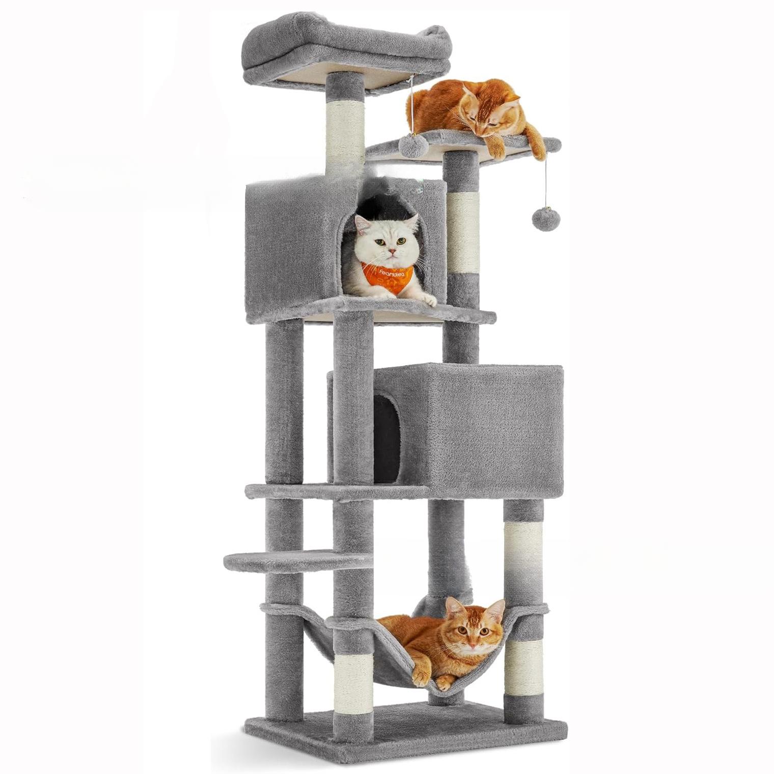 High Rise Space Saving Cat Tree Tall Climbing Tower Stable Cat Play House Heavy Duty Cat Stand for Large Cats Hot Selling