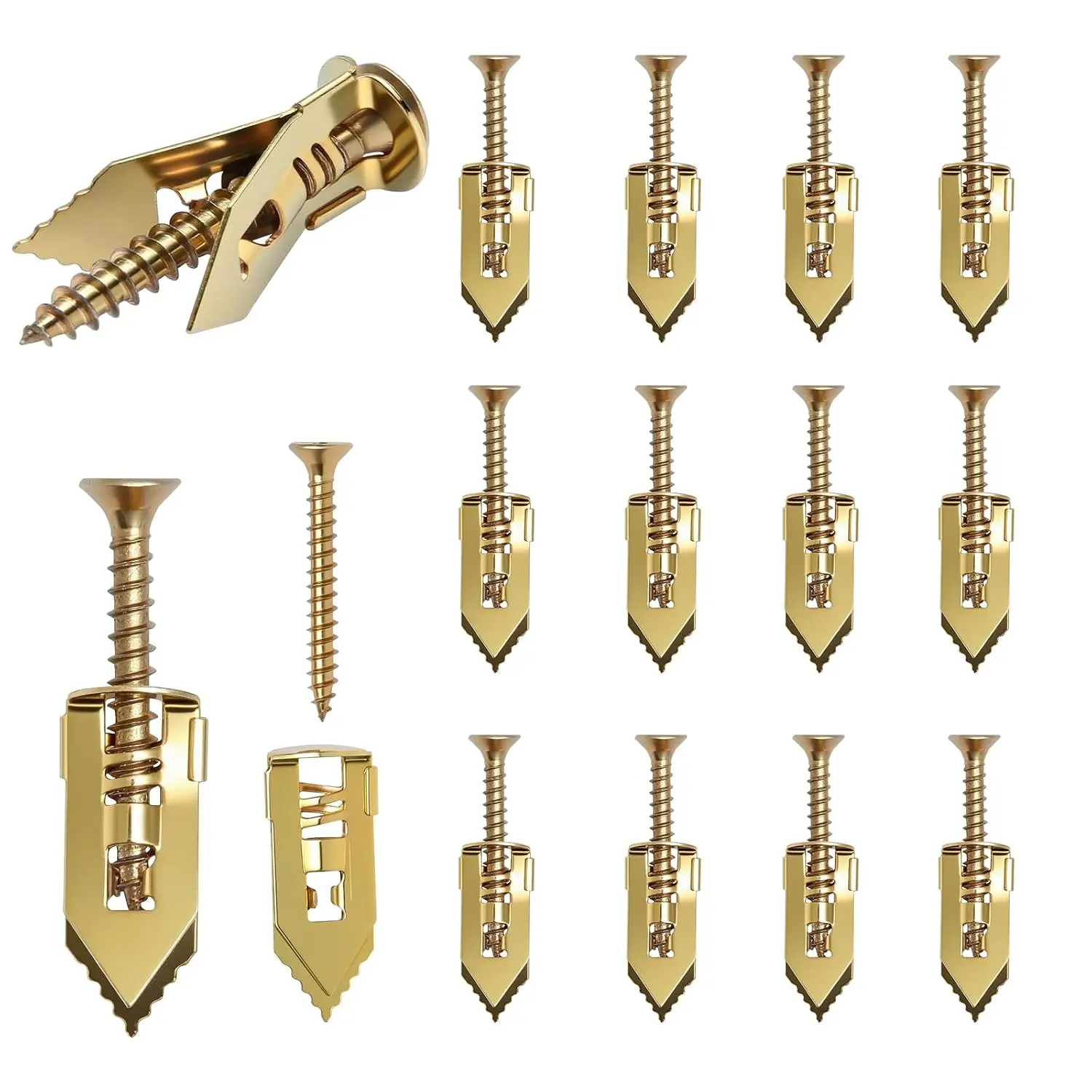 Drywall Self-Drilling Anchors+Screws Kit (180-Count) - 90 0.47x1.18in Hollow Wall Anchors, 90 Zinc-Plated Screws, Hammer-Installable, Renter-Friendly, Supports 100lbs for TVs, Shelves