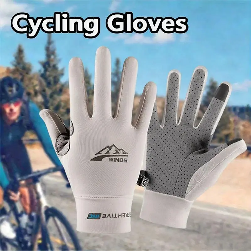 Ice Silk Gloves Summer Breathable Non-slip Cycling Gloves Unisex Sunscreen Touchscreen Outdoor Sports Driving Fishing Gloves