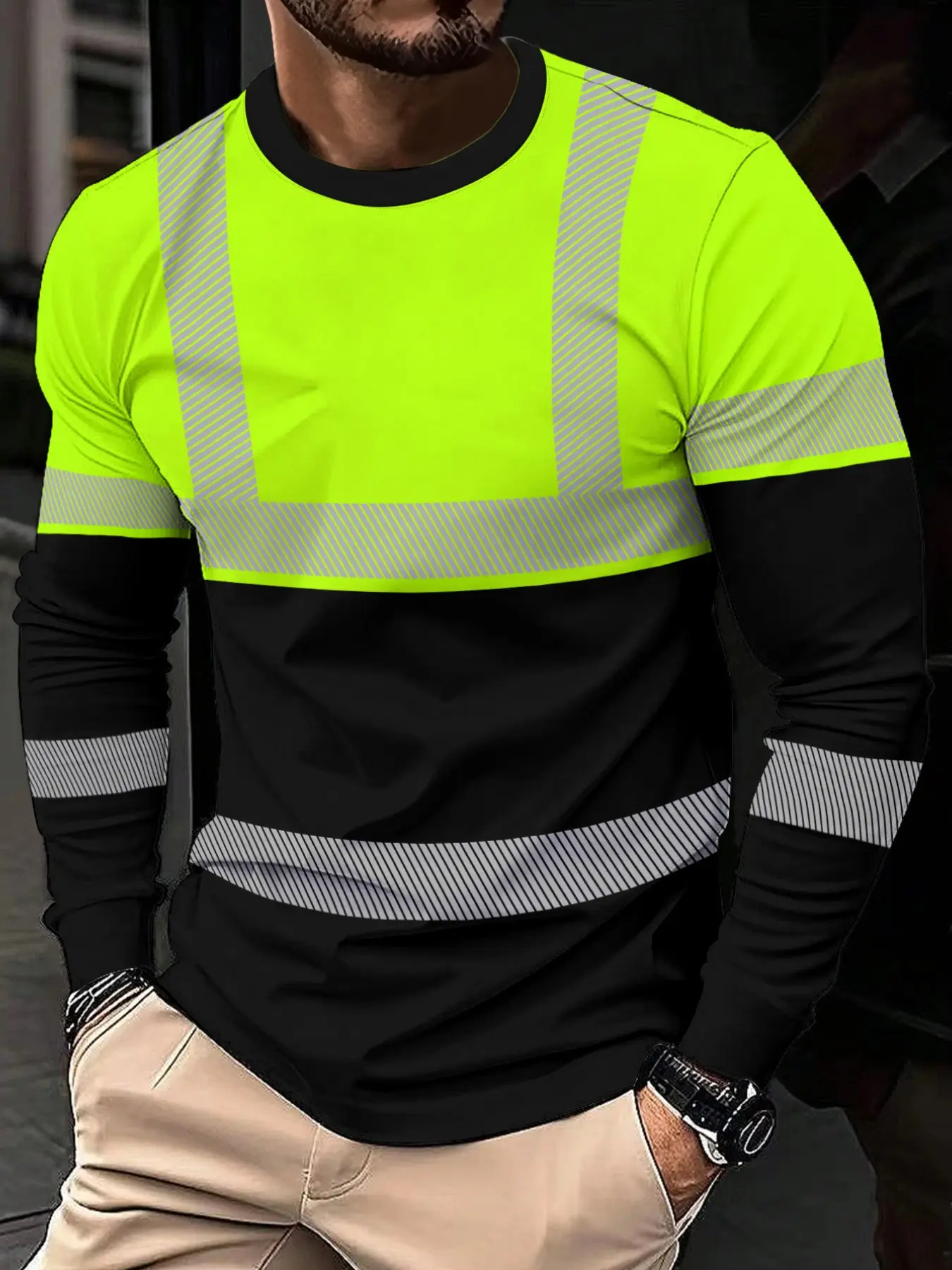 Men's Casual Fall Winter 3D Print Long Sleeve T-Shirt, Neon Royal Blue, Graphic Breathable, Lightweight Breathable Fabric, Round Neck Short Sleeve Top, Breathable Fabric Menswear