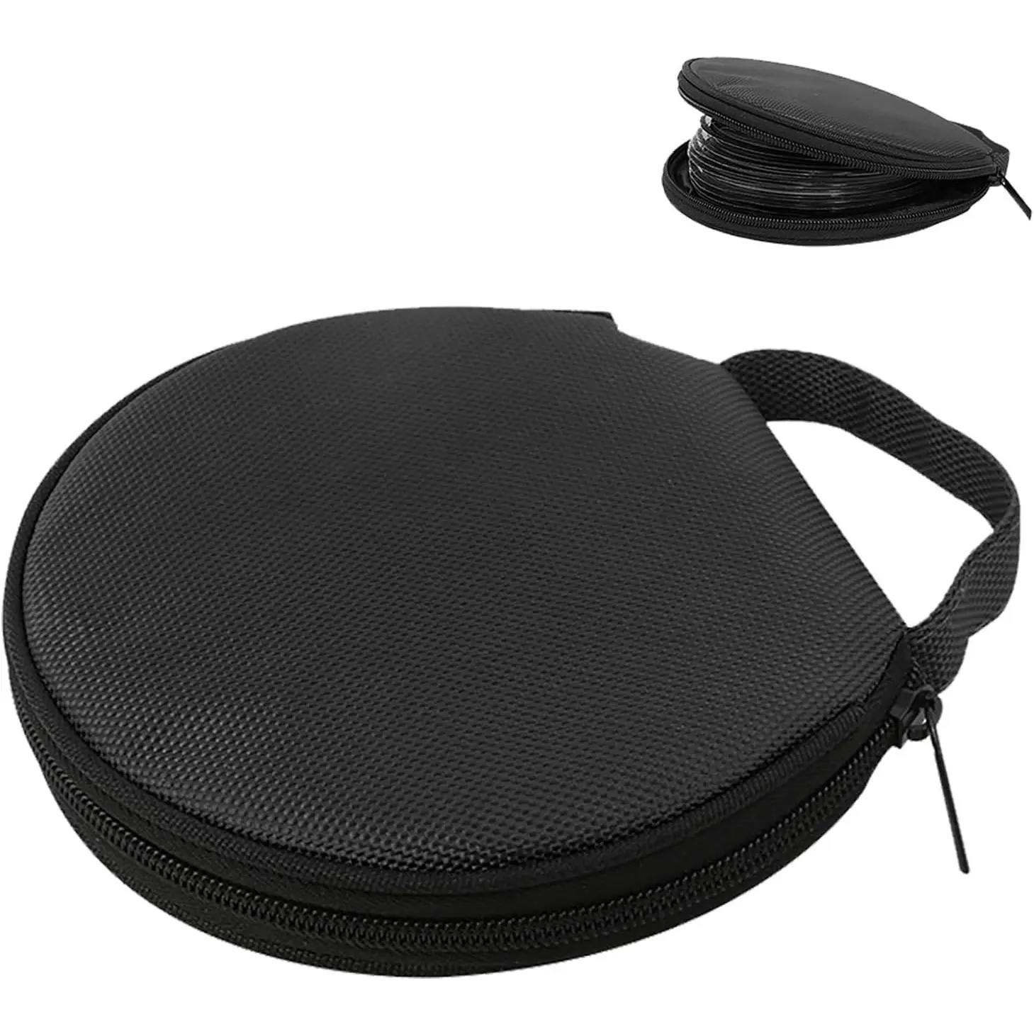 DVD Storage Case,  Oxford Cloth DVD Case, 20 Capacity Round CD Storage Holder Binder with Reinforced Handle,  for   Travel (Black)
