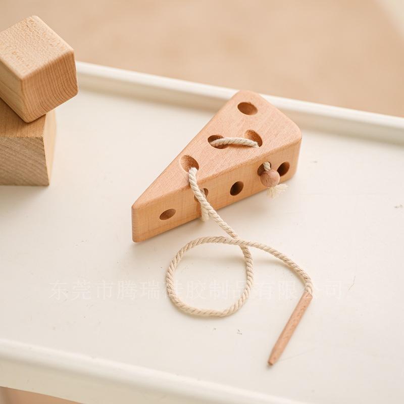 Wooden Cheese Threading Toy for Babies, Early Educational Brain Training Toy, Kids' Hand-Eye Coordination Development Toy