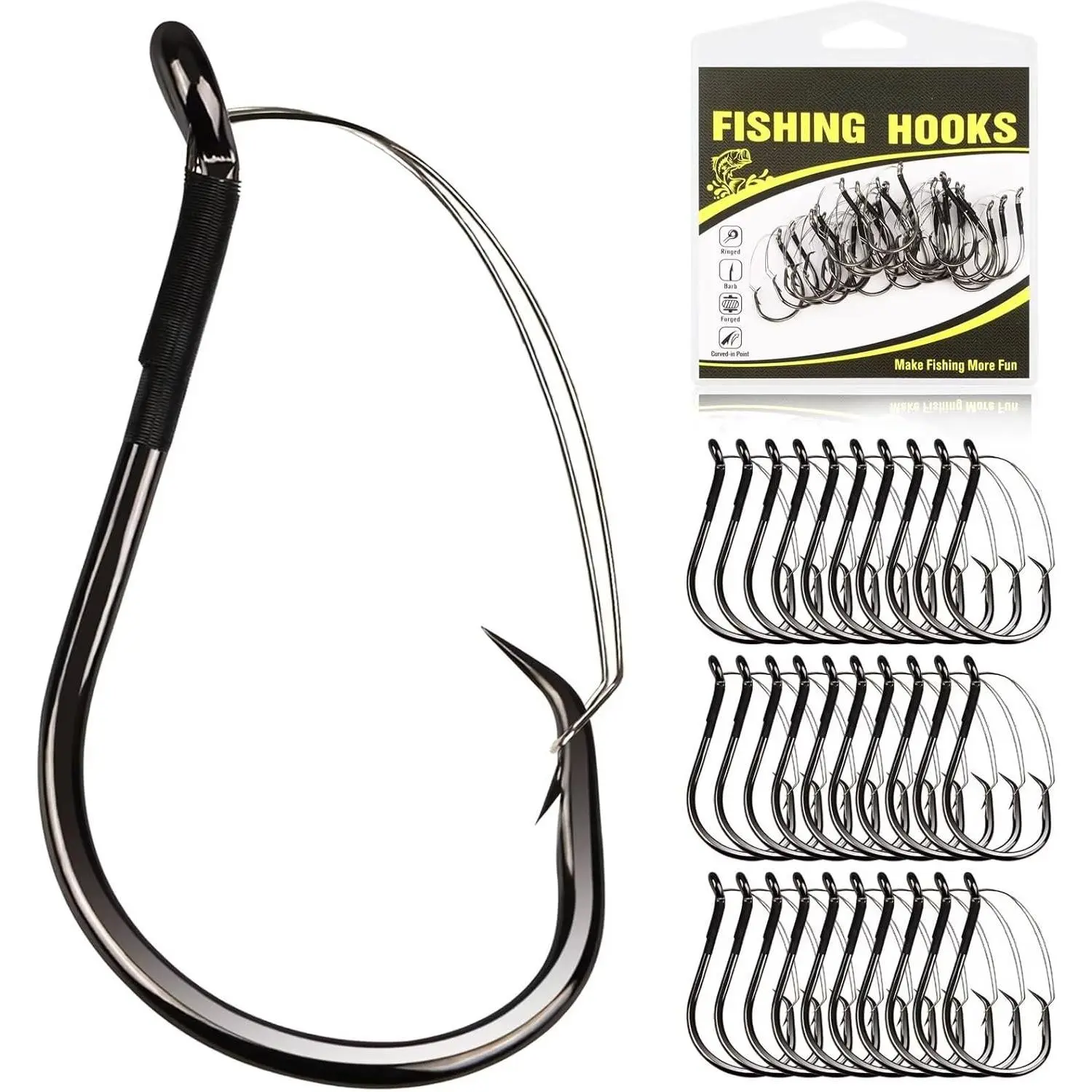 30/20PCS Weedless Hooks Weedless Circle & Octopus Hooks for Catfish Bass Fishing Weedless Fishing Hooks for Saltwater Freshwater Catfish Hooks Size 1# 2/0 4/0 6/0 8/0