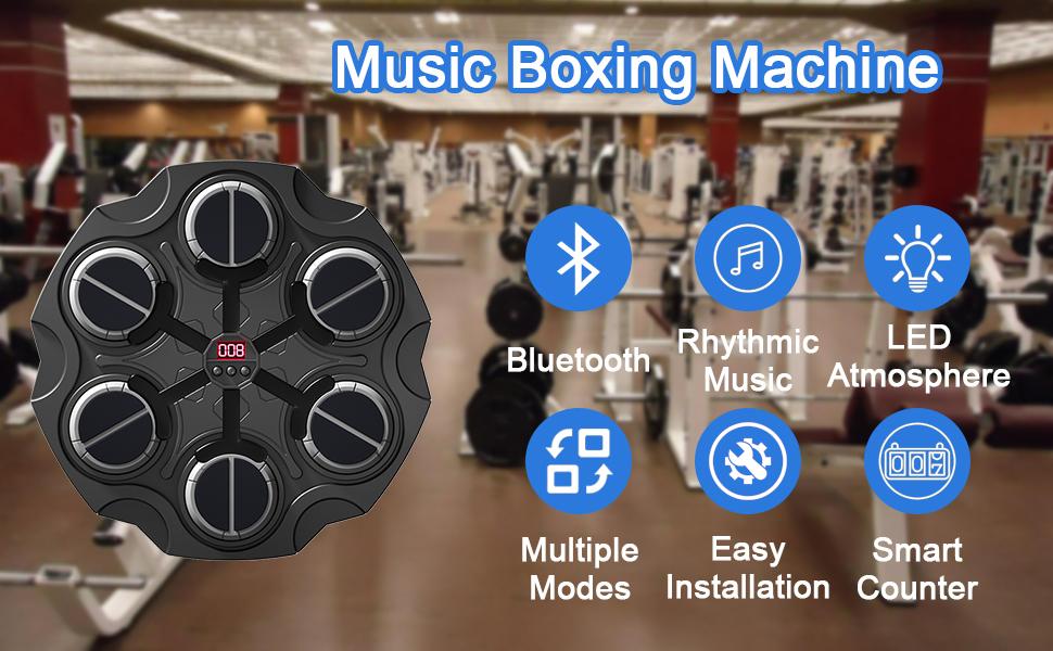 Music Boxing Machine with Gloves, Bluetooth Wall Mounted Punching Bag Target Pad with Rhythm Lights, 3 Modes,Sport Toy Gift