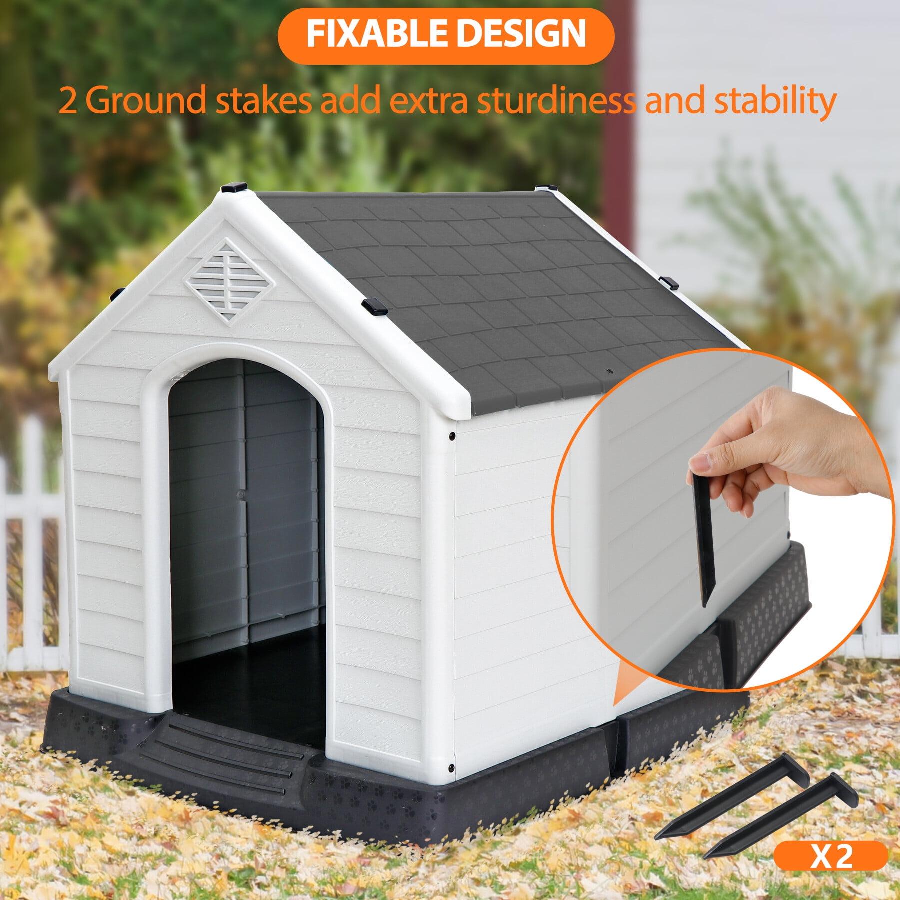 Segawe Plastic Indoor Outdoor Dog House Medium Pet Doghouse White, Gray Roof