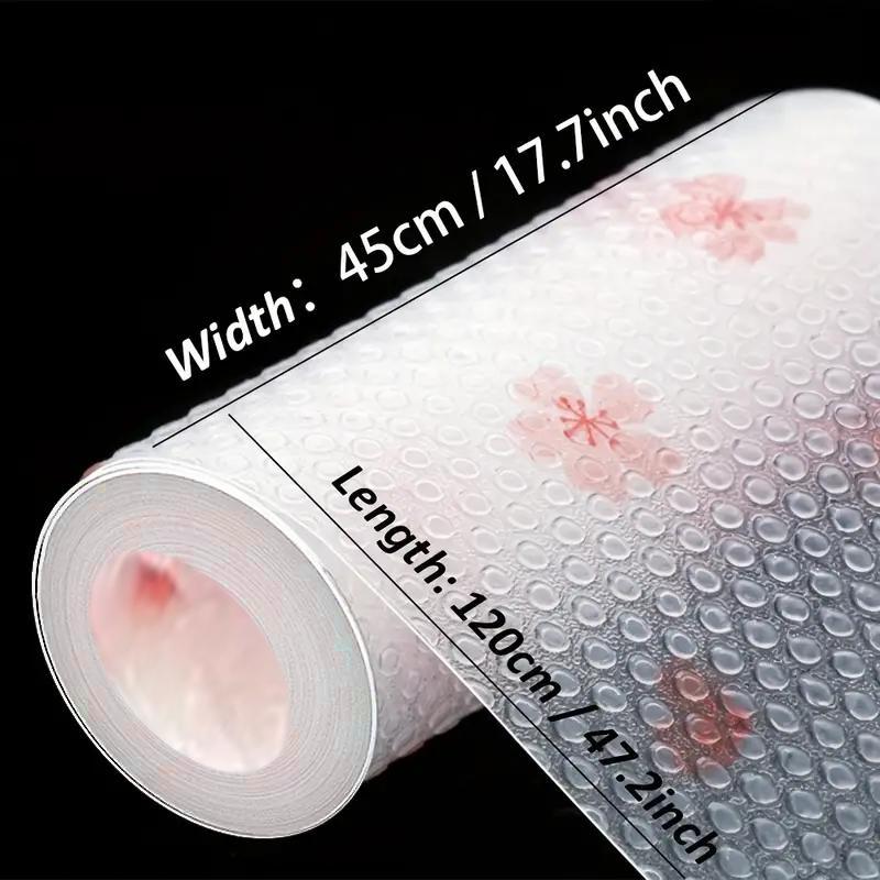 Cute Cherry Blossom Pattern Drawer Mat, 1 Roll Washable Non-slip Refrigerator Liner, Easy To Cut, Waterproof Oil-proof & Stain-proof Drawer Mat for Home Kitchen Supplies Household Placemat