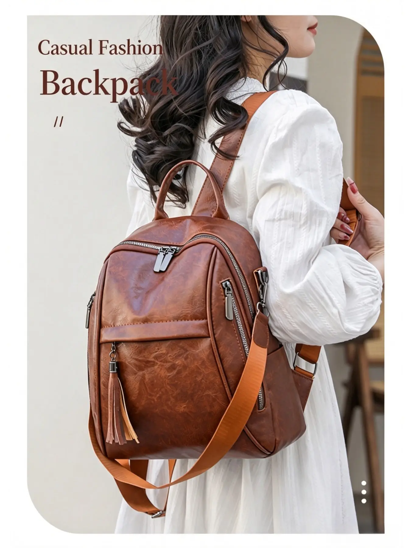Women's Leather Backpack for Laptop, Unisex Multi-Pocket Travel Bag, Fashionable and Practical, School Backpack for Women