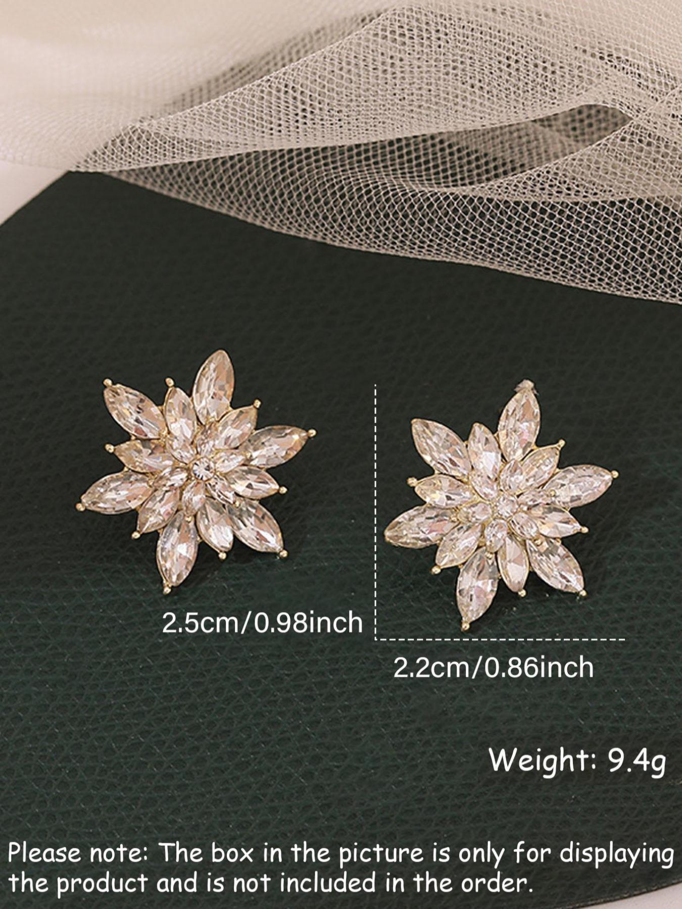 Snowflake Design Rhinestone Stud Earrings, Elegant Exquisite Jewelry for Women, Trendy Accessories for Party and Daily Life, High Quality Earrings