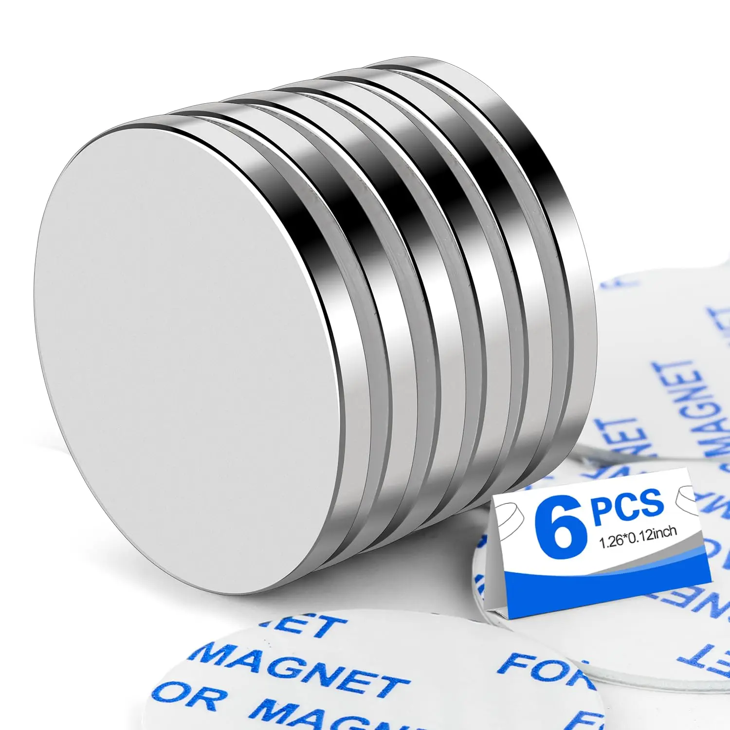 6 Packs Disc Magnets 30x3mm| Neodymium with-Sided, 1.26 inch D x 1/8 inch H