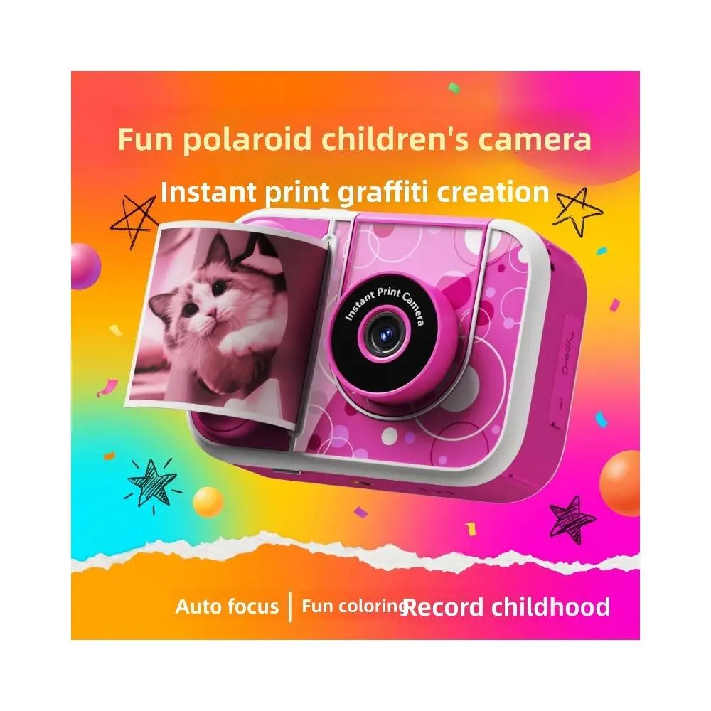 Portable Compact Kids' Plastic Instant Print Camera - 4800W Dual Lens HD Digital Toy Camera with LCD Screen, Photo Printer Function, Micro SD Card Support, for Boys, Christmas, Happy Birthday Activities
