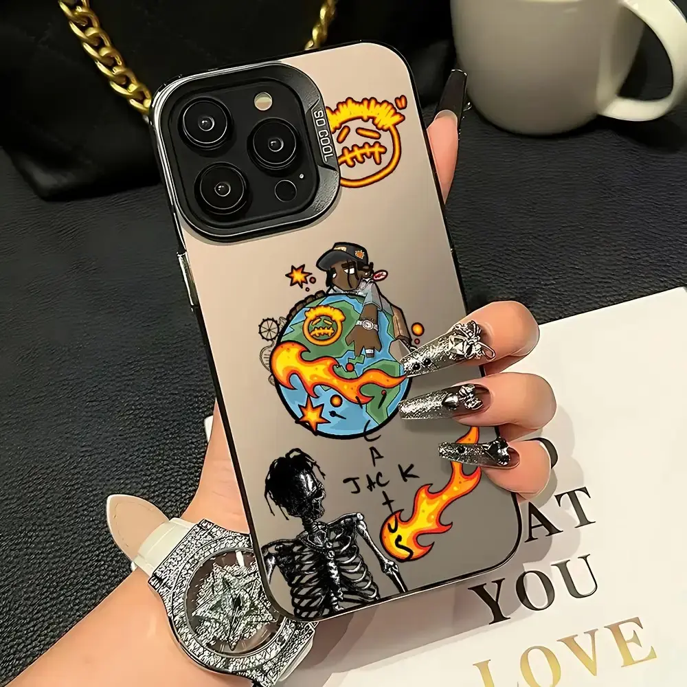 Cactus Jack Rapper Phone Case for iPhone Series (13,14,15,16,17 Pro Max) - Hip Hop Music Graphic, TPU Shockproof, Anti-Drop, Aesthetic Gift Protective Cover, Lightweight Multi-Model Mobile Phone Accessories