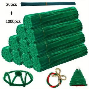 1020-Piece Ultimate Beginner Craft Kit  Includes 1000 single-color fluff sticks and 20 floral stems, ultra-soft and easy to bend, suitable for DIY crafts, Handmade Crafts, DIY Flower Decor, DIY Decoration and stress-relief gifts, DIY Craft Supplies