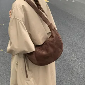 2026 New Large-Capacity Crescent Underarm Bag – Matte Leather Minimalist Dumpling Shoulder & Crossbody Purse, Stylish Commute Handbag for Work, Shopping & Daily Outfit Matching