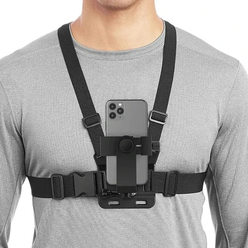 1 PC Adjustable Cell Phone Clip Holder With Chest Strap Fixation Bracket for Sport Camera Mobile Phone Camera Black Holder Accessory