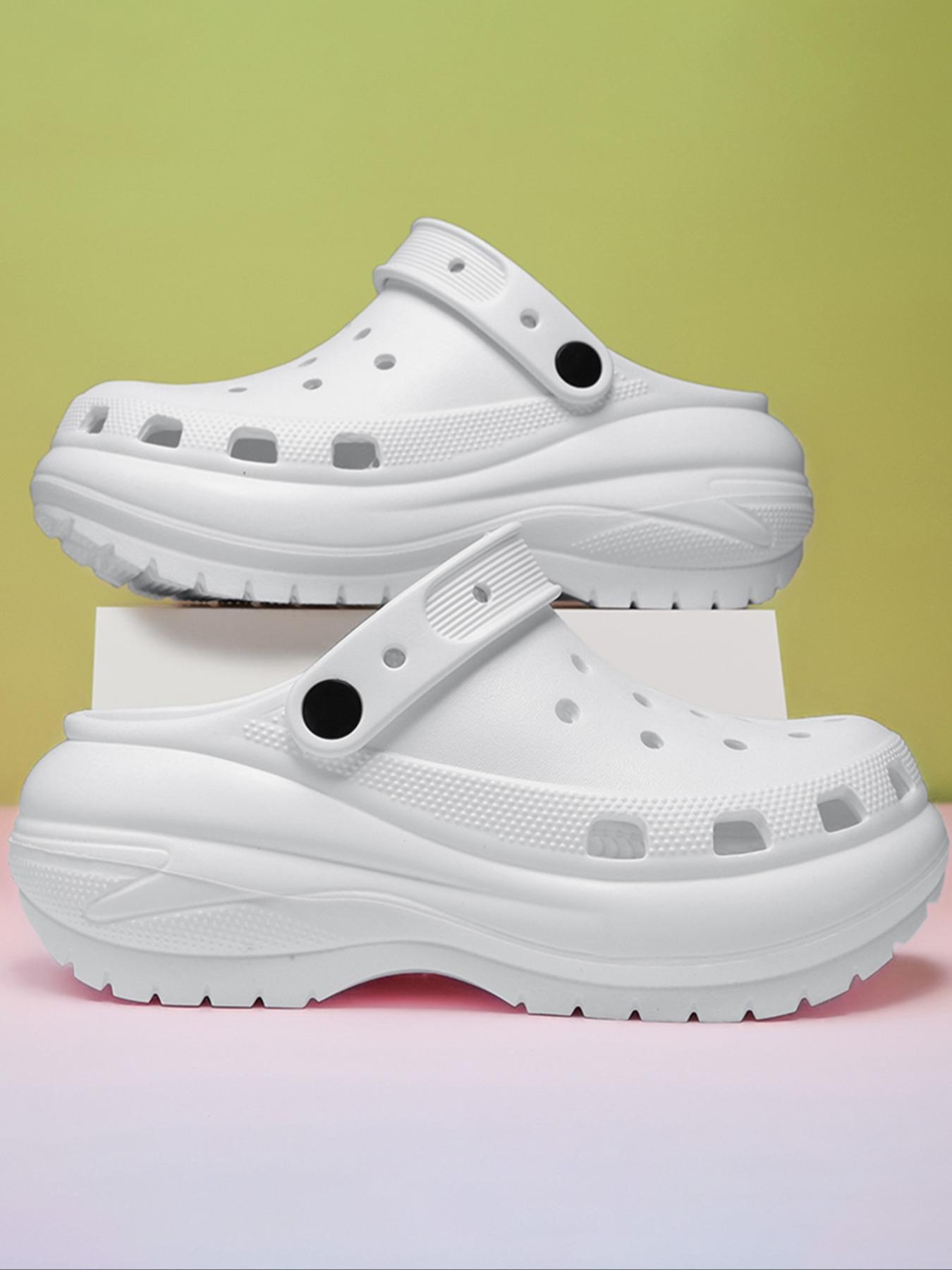 Women's Plain Color Platform Clogs, Casual Comfortable Breathable Clogs, Fashionable Shoes for Indoor & Outdoor Wear, Beach Shoes Slippers