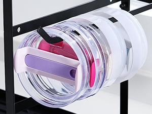 Water Bottle Organizer Drying Rack for 40 oz Tumbler with Handle, 2 in 1 Multifunctional Cup Storage Holder Compatible with Stanley, Owala, Simple Modern, Soufull, 8 Slots (Patented)