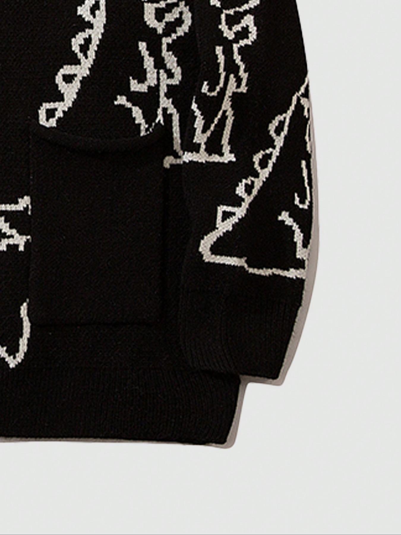 Men's Cartoon Dinosaur Print Pocket Button Front Cardigan, Loose Casual Drop Shoulder Long Sleeve V Neck Knitwear for Spring & Fall, Fashion Men's Knit Clothing for Daily Wear, Cartoon Print Sweater