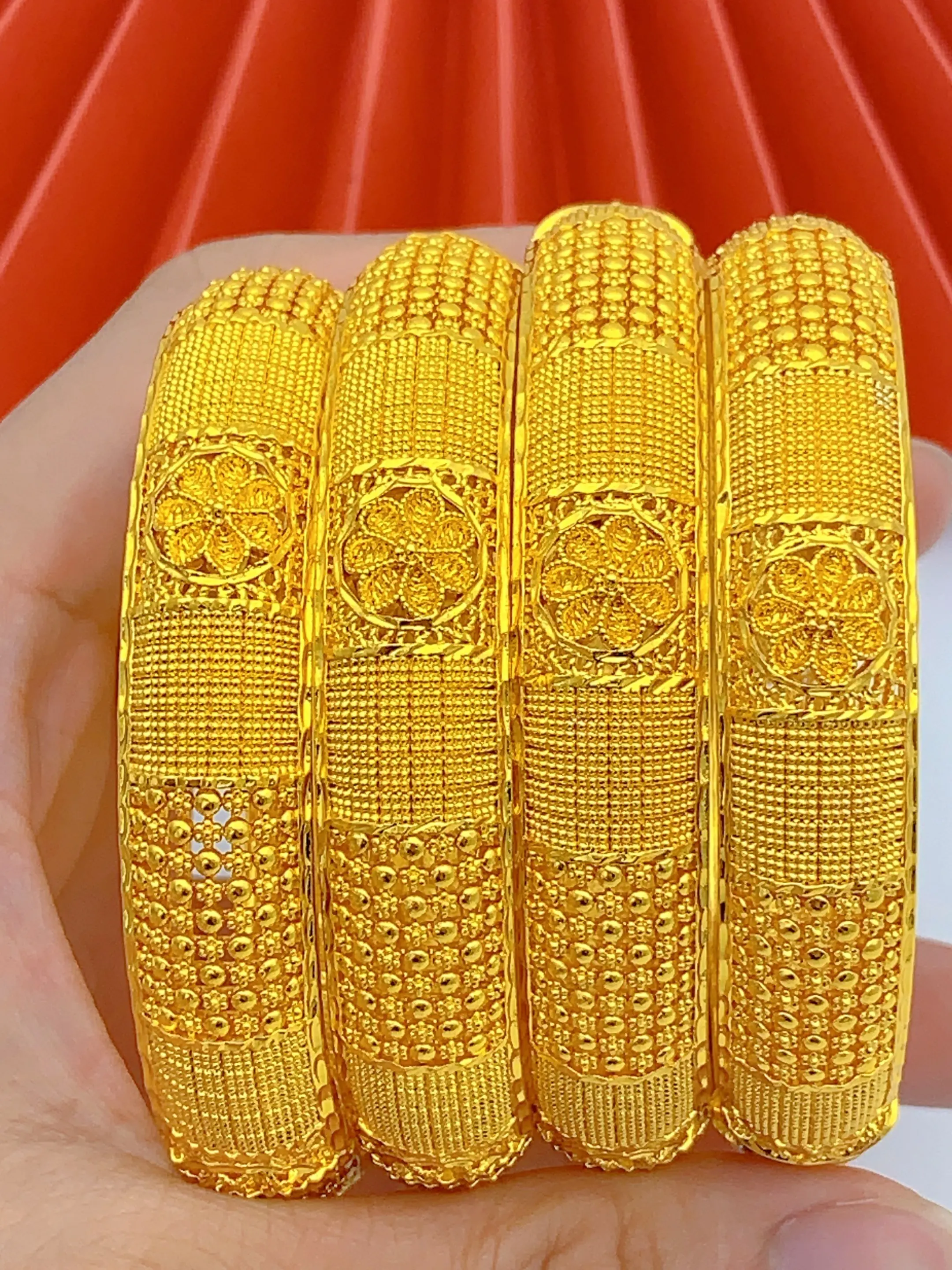 African Middle Eastern Women's Bracelet, Luxurious Vintage Style, Hollow Flower Design, Perfect for Daily Wear, Weddings, Parties, Banquets