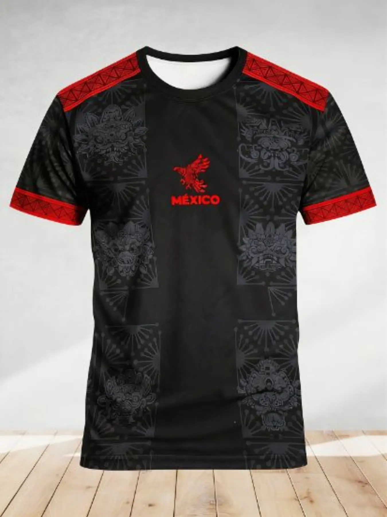 Men's Short Sleeve Crew Neck Top, Mexican Style Sportswear, Casual Workout Tops, Work Out Shirts, Comfortable Breathable Fabric, Breathable Sports Tee, Perfect for Holidays