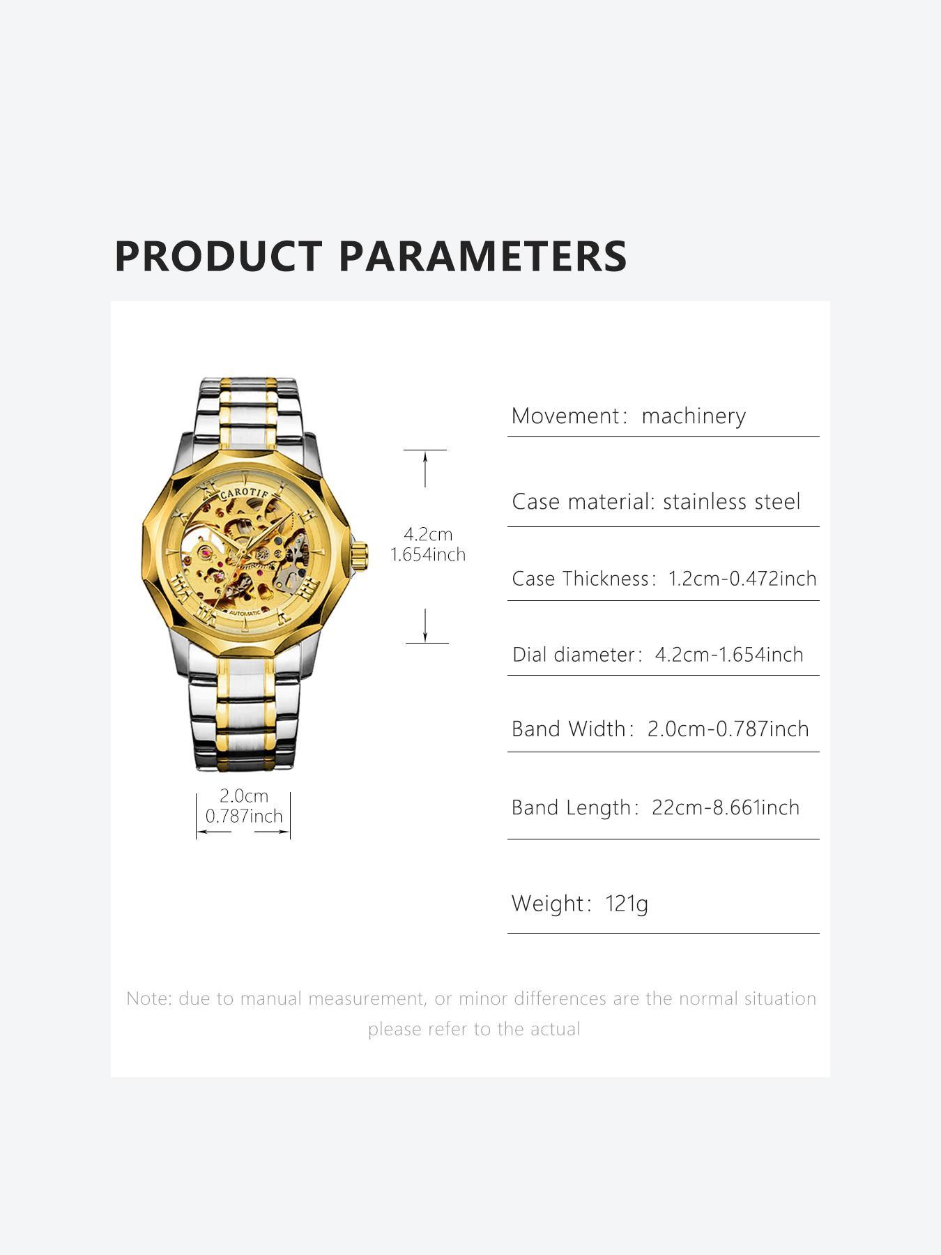 Men's Business Fashion Stainless Steel Mechanical Watch, Business Automatic Wristwatch, Casual Analog-digital Multi-function Wristwatch for Men, Perfect Birthday Gift for Men, with Box