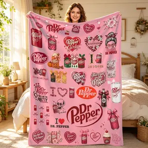 Dr Pepper Blanket – Kids & Adult Cozy Cartoon Flannel Throw, Soft Lightweight Plush, Air-Conditioner Blanket, Funny Slogan Print, Warm Fleece Gift for Bedroom, Dorm, Birthday & Holidays
