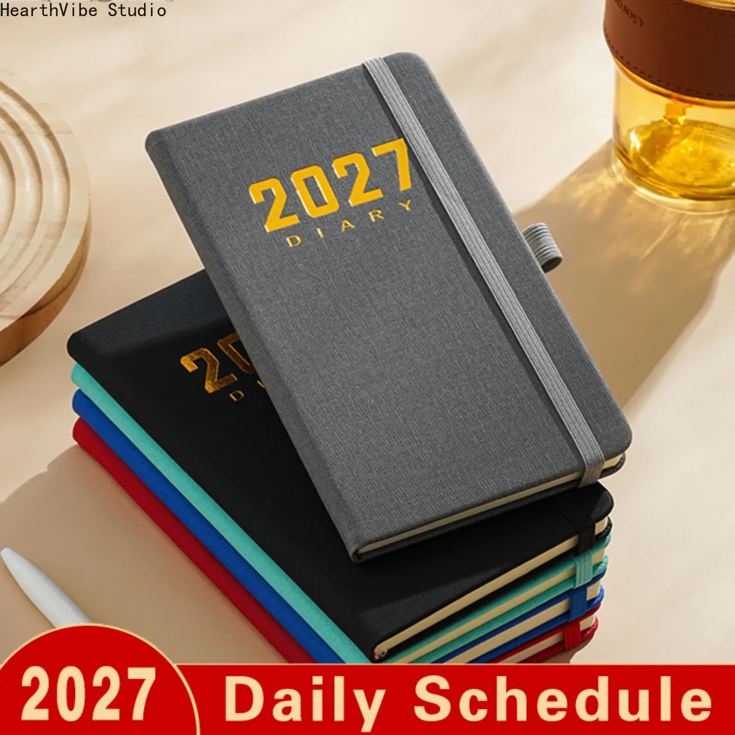 2027 A6 Size Slim Pocket Diary Planner - Elastic Band, Pen Loop, English Layout, Narrow Pages - On-the-Go Narrow Schedule Book for Camping & Hiking Hammock Enthusiasts