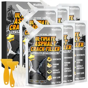 Crack Filler, 8LB High Elasticity Cement Crack Filler, Self Leveling Waterproof Repair Sealant for Driveway, Walkway, Blacktop Concrete Joint, Quick Drying Sealer - Black