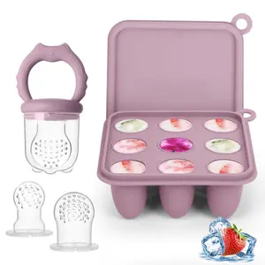 Baby Fruit Food Feeder Breastmilk Popsicle Molds, Silicone Food Freezer Tray  Cooling Teething Relief, Baby Food Feeder  Safe Infant Self Feeding, Includes 3 Extra Food Pacifier