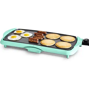 20” Extra Large Electric Griddle, Non-Toxic PFAS & PFOA-Free Ceramic Nonstick, Temperature Control, Quick Even Heating, Removable Drip Tray, Pancakes, Eggs, Sausage, Easy Clean, Turquoise