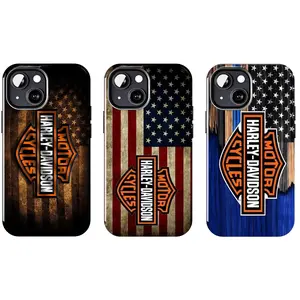 Classic American Flag Design Vintage Phone Case Thin Blue Line 250th Anniversary Celebration Glossy Phone Case For IPhone 17-11, Pro Max, Pro Plus, and Samsung S26-23 Safety Two-In-One Case Perfect Gift