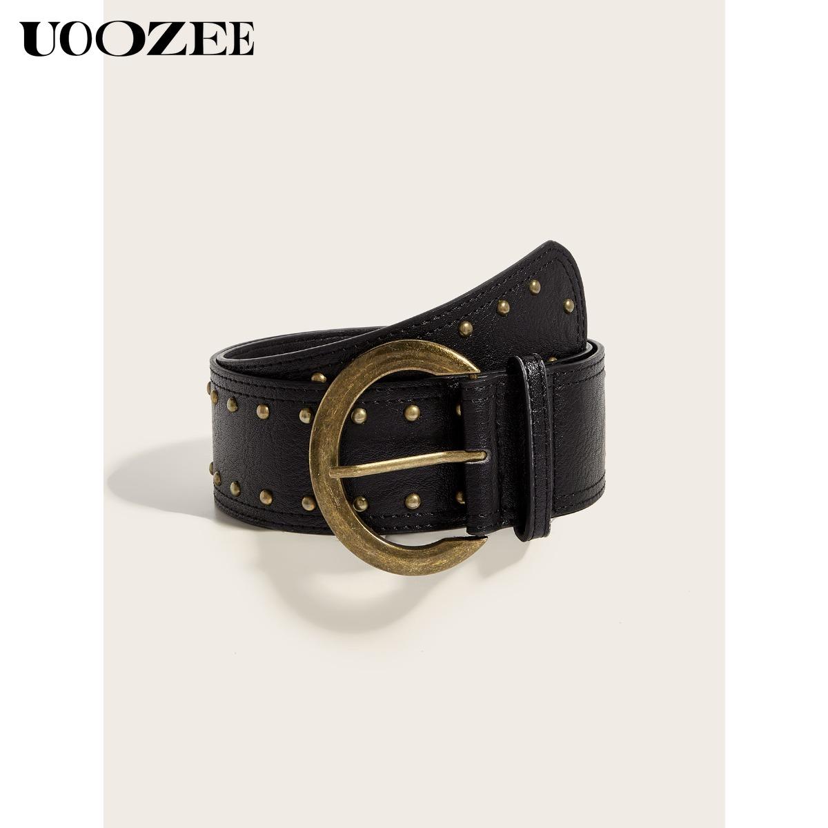 UOOZEE 2025 Fashion Punk Style Rivet Personality Belt Decoration Versatile Pin Buckle Belt Trendy Belt, Various Colors Optional