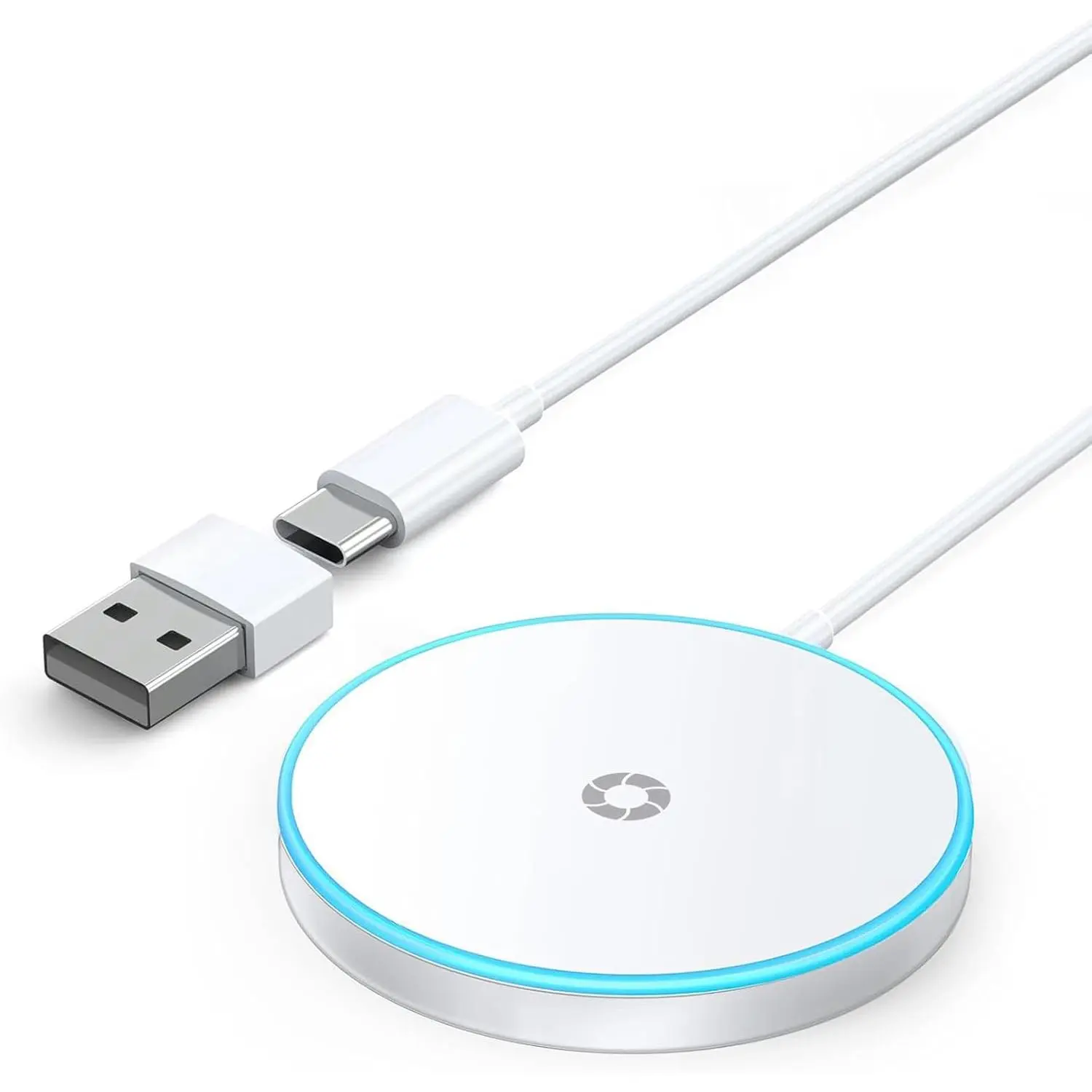 for MagSafe Charger, Magnetic Wireless Charging Pad for iPhone 17/17 Pro/17 Pro Max/Air/16 15 14 13 12 Pro Max Plus mini & AirPods 2 3 Pro, Strong Magnet, USB-C/A Ports (White-V2)