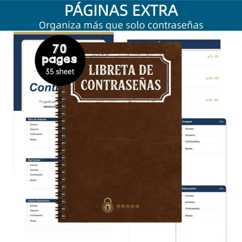 1 Aesthetic Spanish Code Spiral Notebook Diary, 1 Journal, Pocket-Sized Password Log, Personal Storage and Office Planner, With Lock and Cat Design, Spanish Code Book Codebuch
