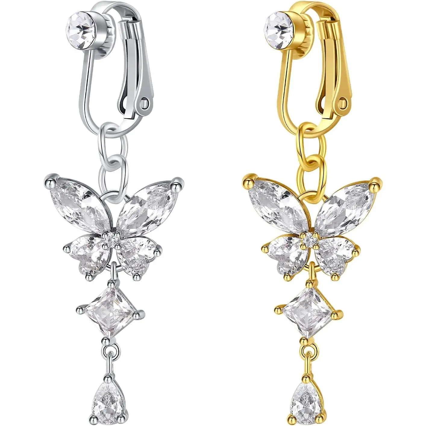 Fake Belly Piercing Fake Belly Ring Fake Belly Button Piercing Fake Belly Button Ring Clip On Belly Button Rings Fake Belly Rings Clip On Belly Button Piercing Silver Gold