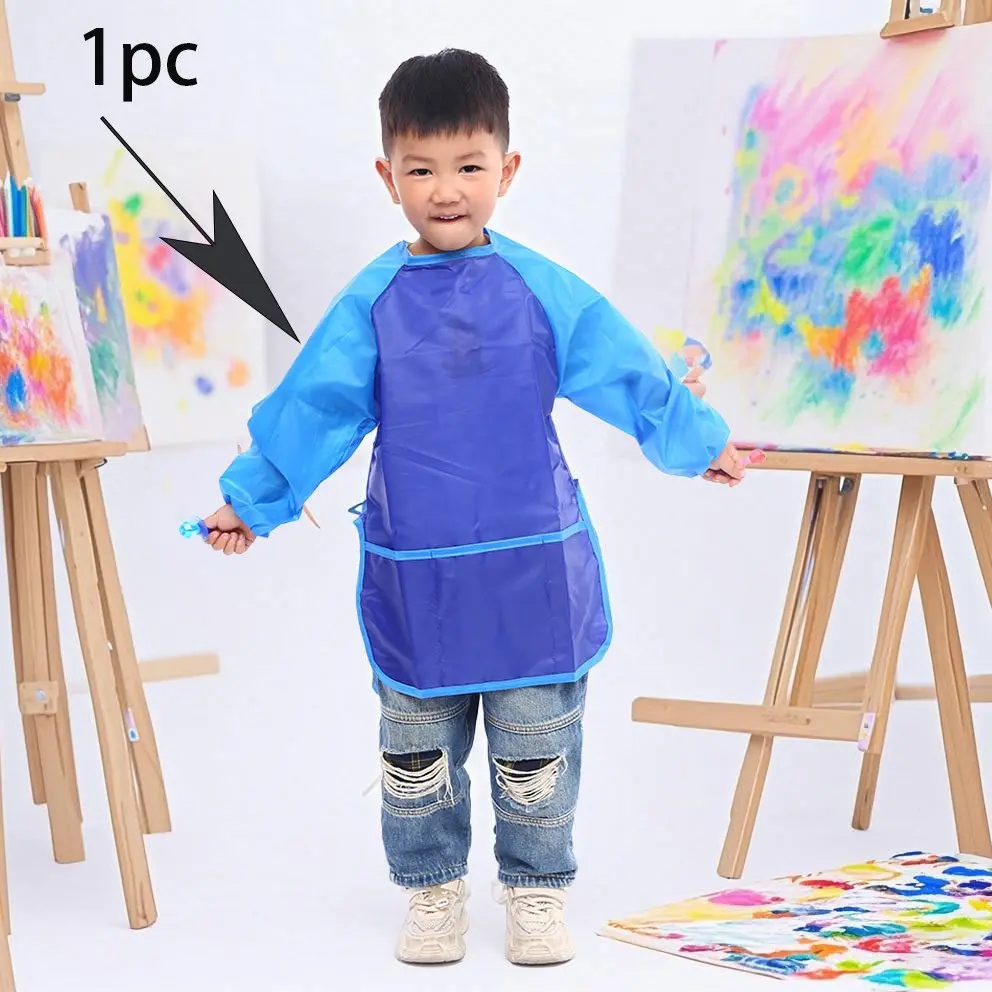 Durable Waterproof Long Sleeves Kids Art Apron, Stain-Resistant Craft Apron for Children, Fun Essential for Messy Playtime, Long-Lasting and Easy to Clean