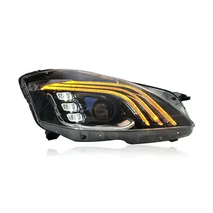 Translation: LED daytime running lights for Mercedes-Benz S-Class W221 (2006–2012) headlight assembly, modified to Maybach style.