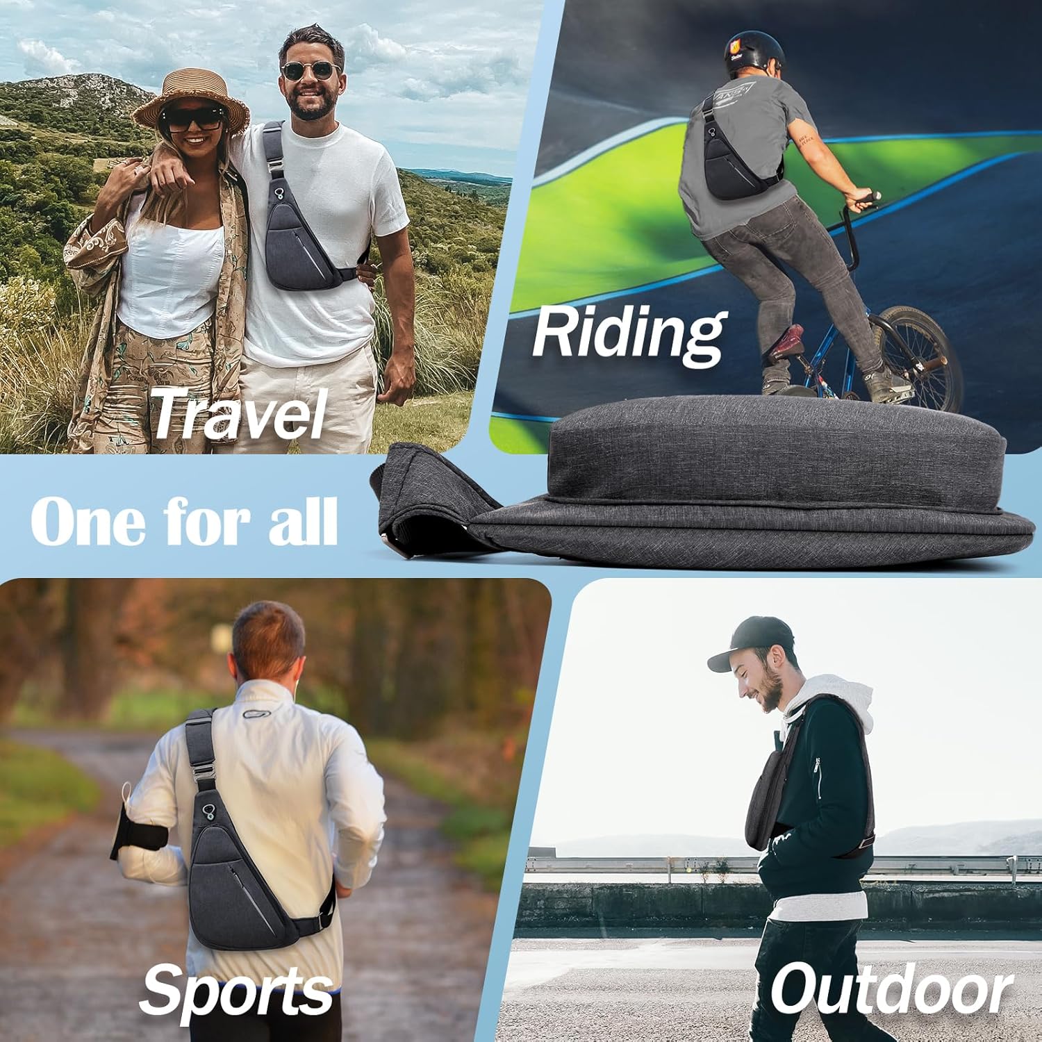 Crossbody Bag Anti- Lightweight Casual  Backpack Sling Chest Bag Belt Rucksack for Travel