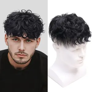 4 Inch Natural Black Short Curly Wig For Men,  Real Human Hair, Light Fluffy Fashion Short Curls Easy To Style