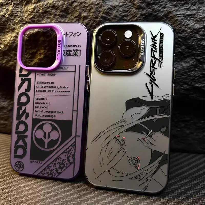 Anime Cyberpunk Edgerunners Custom Plating Phone Case, Shockproof Protection Accessory for Samsung S21-S25 & iPhone 11-17