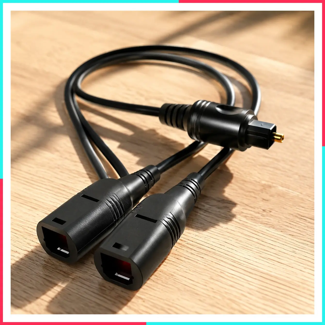 Optical Audio Cable Splitter 1 in 2 Out, Toslink Digital Fiber Audio Splitter 1 Male Input 2 Female Output Supports LPCM2.0, Dolby DTS Digital & DTS 5.1CH for Xbox, PS4, TV Box, Sound Bar, etc.