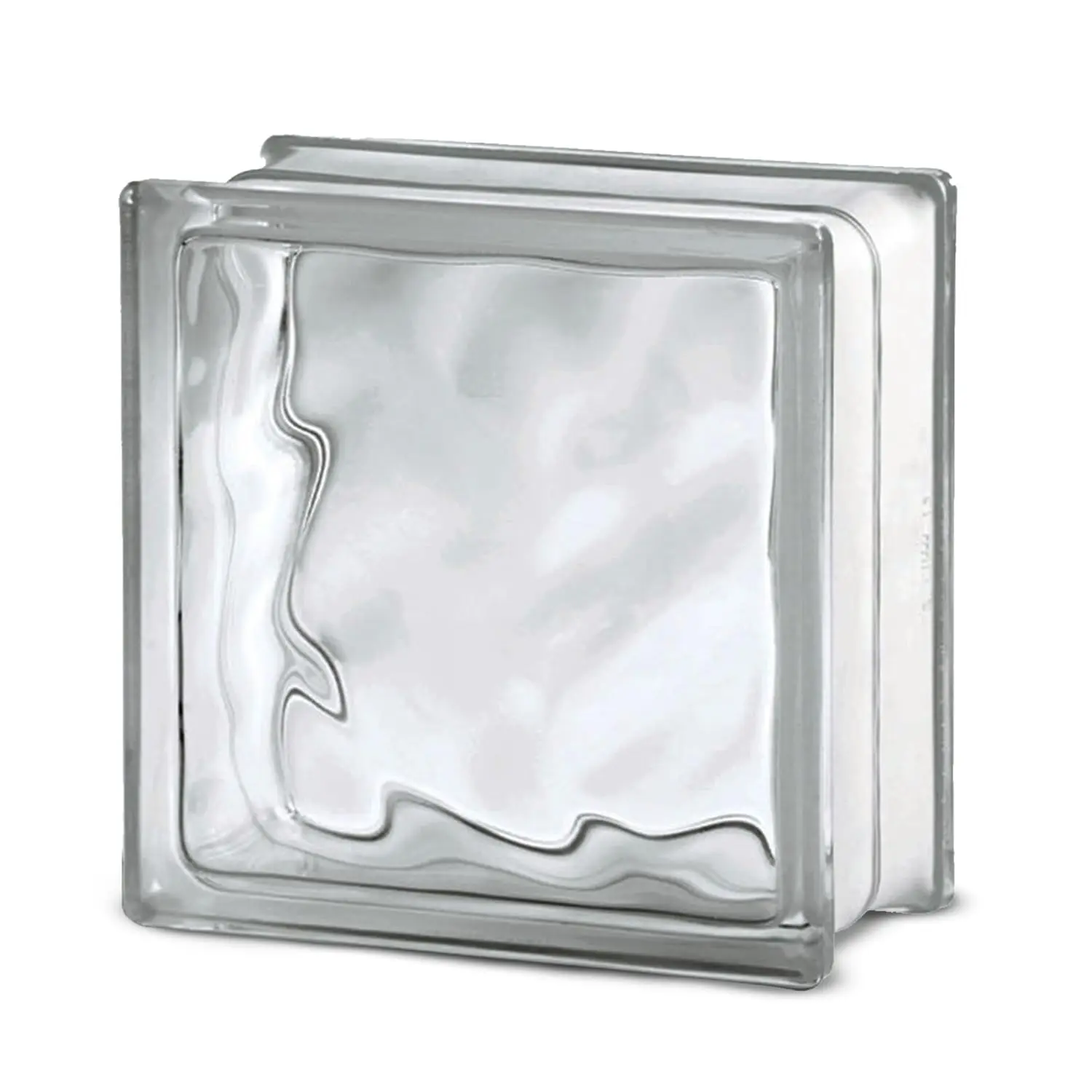 7.5x7.5x3 Basic Wave Glass Block Decorative Glass Brick for Home Walls, Windows, Partitions & Modern Interior Decor