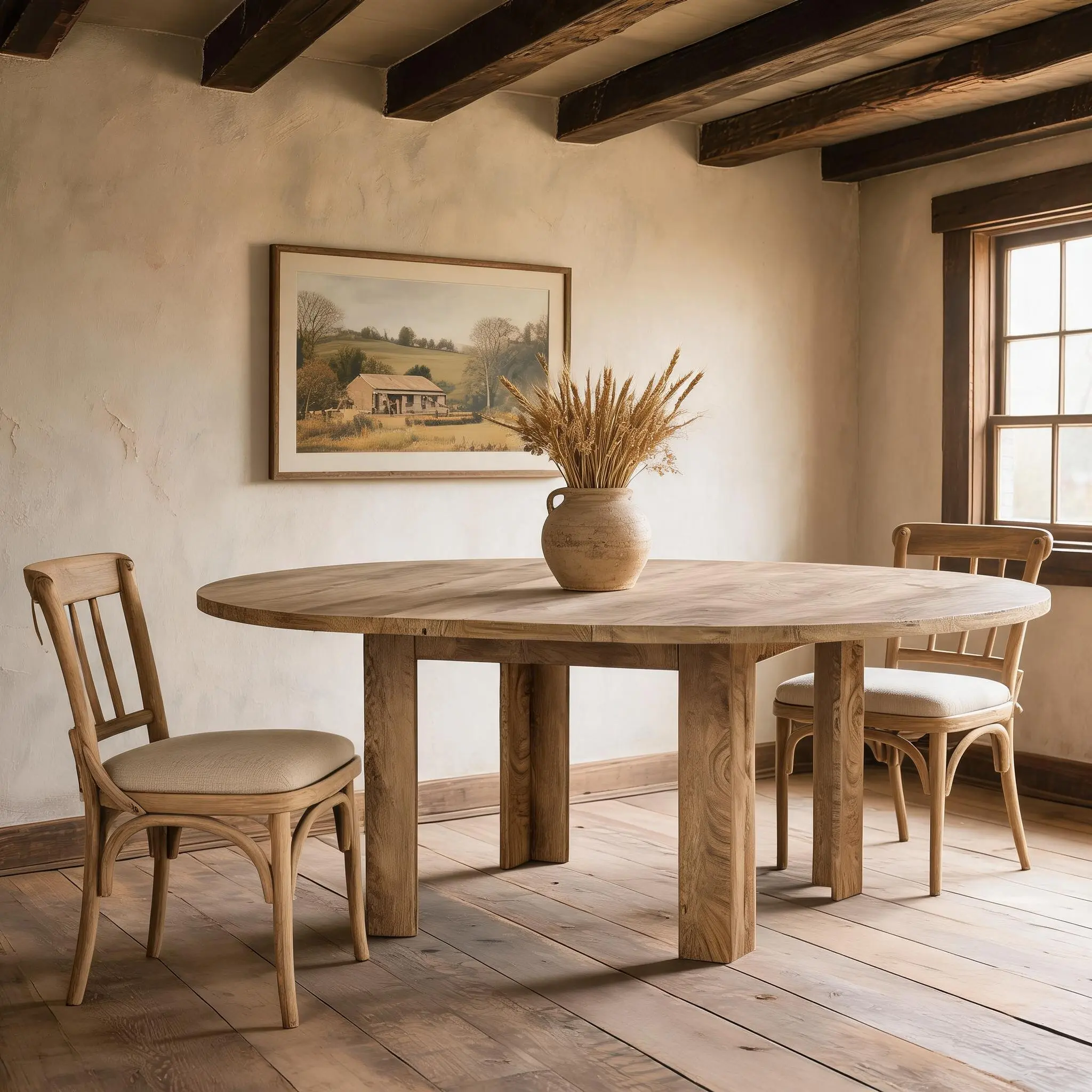 47.2"–63" Extendable Round Dining Table for 4–6, Oval Expandable Kitchen Table, Modern Farmhouse Dining Table for Dining Room