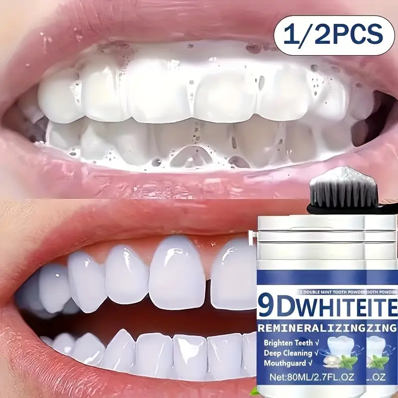 9D White Hydroxyapatite Tooth Powder for Remineralization, Deep Cleaning, And Fresh Breath. Perfect for Maintaining Oral Health And Hygiene, This Gift Is Suitable for Both Men And Women. It Serves As a Breath Freshener And Toothpaste